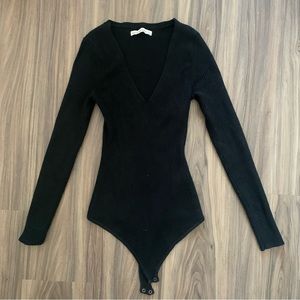 Abercrombie and Fitch V Neck Ribbed Bodysuit Sweater size Small